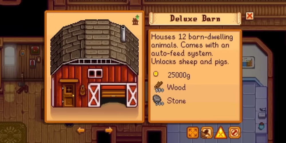 Stardew Valley Deluxe Barn Upgrade Screen